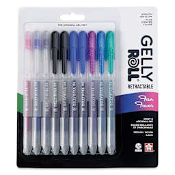 Sakura Gelly Roll Retractable Fan Faves - Medium Tip, Set of 10, front of the packaging