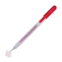 Sakura Gelly Roll Retractable Metallic Pen - Red, tip extended showin pen mark