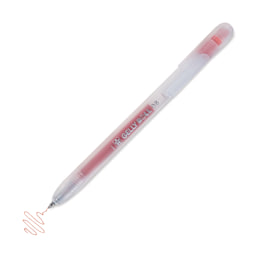 Sakura Gelly Roll Retractable Stardust Pen - Orange Star, tip extended showing pen mark