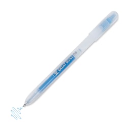 Sakura Gelly Roll Retractable Stardust Pen - Sky Blue Star, tip extended showing pen mark