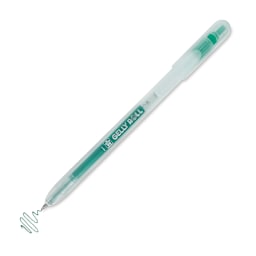 Sakura Gelly Roll Retractable Stardust Pen - Green Star, tip extended showing pen mark