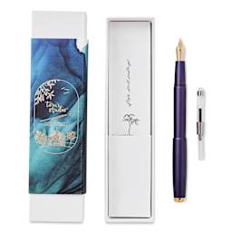 Tom's Studio Fountain Pen - Iris, Fine Nib and ink converter with packaging
