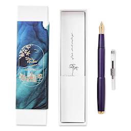 Tom's Studio Fountain Pen - Iris, Medium Nib and ink converter with packaging
