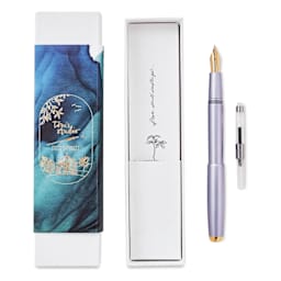 Tom's Studio Fountain Pen - Lilac, Medium Nib and ink converter with packaging