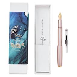 Tom's Studio Fountain Pen - Rose Gold, Medium Nib and ink converter with packaging