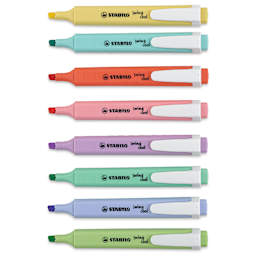 Stabilo Swing Cool Highlighters - Pastel, Set of 8, contents laid out of packaging