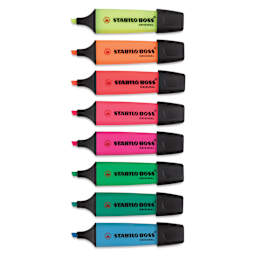 Stabilo Boss Original Highlighters - Classic, Set of 8, markers laid out with caps off