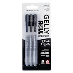Sakura Gelly Roll Retractable Effects Pens - Black Effects, Set of 3, front of the packaging
