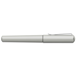 Faber-Castell Hexo Fountain Pen - Matte Silver, Medium Tip, cap on