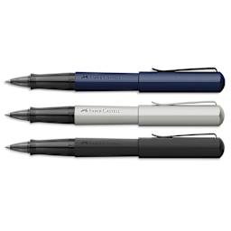 Faber-Castell Hexo Rollerball Pens, Blue, Matte Silver, and Matte Black