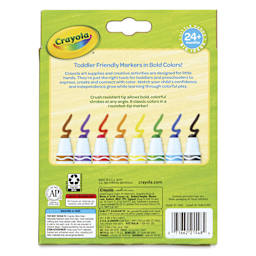Crayola Ultra-Clean Washable Gumball Tip Markers - Assorted Colors, Set of 8, back of the packaging