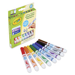 Crayola Ultra-Clean Washable Gumball Tip Markers - Assorted Colors, Set of 8, markers laid out
