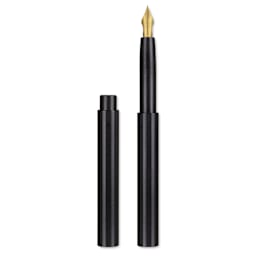 Tom's Studio Pocket Fountain Pen - Black, Extra Fine Semi-Flex Nib, capped and uncapped