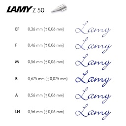 Lamy Z50 Fountain Pen Nibs, swatch of the stroke thickness of the Steel nibs