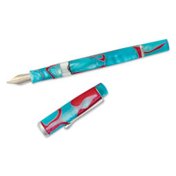 Noodler's Ink Konrad Acrylic Flex Fountain Pen - Coral Sea, pen and cap