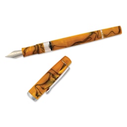 Noodler's Ink Konrad Acrylic Flex Fountain Pen - Bengal Tiger, pen and cap