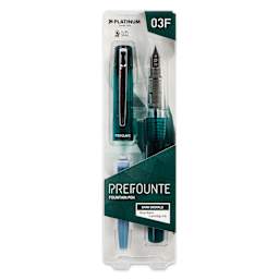 Platinum Prefounte Fountain Pen - Dark Emerald, Fine, front of package