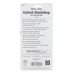 Pentel Arts Hybrid Mattehop Gel Roller Pens - Set A, Set of 4, back of the packaging