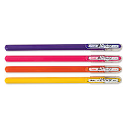 Pentel Arts Hybrid Mattehop Gel Roller Pens - Set B, Set of 4, caps on