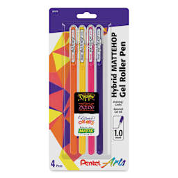 Pentel Arts Hybrid Mattehop Gel Roller Pens - Set B, Set of 4, front of the packaging