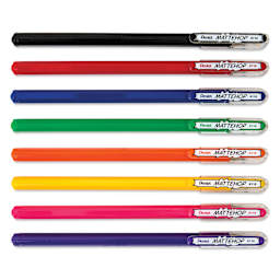 Pentel Arts Hybrid Mattehop Gel Roller Pens - Set of 8, caps on