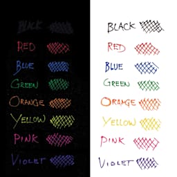 Pentel Arts Hybrid Mattehop Gel Roller Pens, swatches in dark and light paper