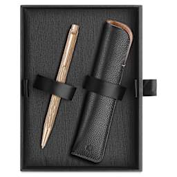 Caran d’Ache Ecridor Venetian Ballpoint Pen - Rose Gold with Leather Case, pen and leather case in box