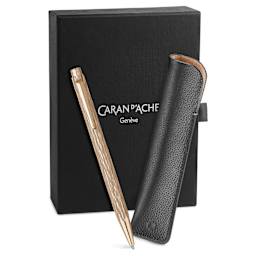 Caran d’Ache Ecridor Venetian Ballpoint Pen - Rose Gold with Leather Case, pen, leather case, and box