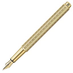 Caran d'Ache Ecridor Chevron Fountain Pen - Gilded, Broad, cap off (image shows a different size nib)