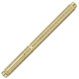 Caran d'Ache Ecridor Chevron Fountain Pen - Gilded, Broad, cap on