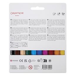 Caran d’Ache Swisscolor Aquarelle Maxi Markers - Assorted Colors, Set of 10, back of packaging