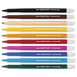 Caran d’Ache Swisscolor Aquarelle Markers - Assorted Colors, Set of 10, caps off