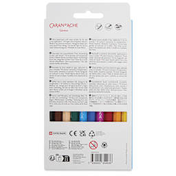 Caran d’Ache Swisscolor Aquarelle Markers - Assorted Colors, Set of 10, back of packaging