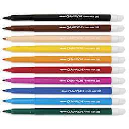 Caran d’Ache Swisscolor Aquarelle Markers - Assorted Colors, Set of 10, caps off