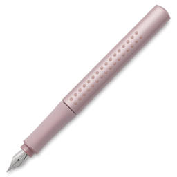 Faber-Castell 2011 Grip Fountain Pen - Pale Rose, cap off showing Medium nib