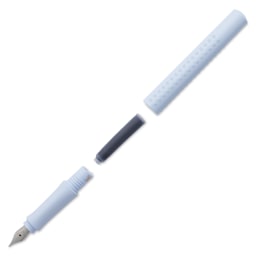 Faber-Castell 2010 Harmony Grip Fountain Pen - Sky Blue, Medium Nib, showing ink cartridge inside