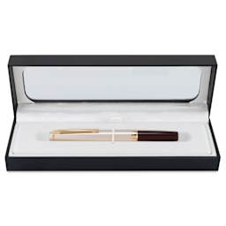 Pilot E59S Fountain Pen - Burgundy and Ivory, inside case