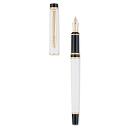Pilot Grance Fountain Pen - White, cap and pen (image may show a different size nib)
