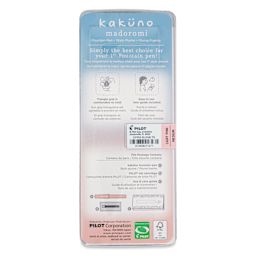 Pilot Kakuno Madoromi Fountain Pen - Rosy Dusk, Medium Nib, back of packaging