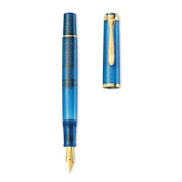 Pelikan M200 Fountain Pen - Golden Lapis, cap off