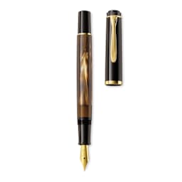 Pelikan M200 Fountain Pen - Brown Marble, cap off