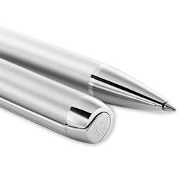 Pelikan Pura Ballpoint Pen - Silver close up of both ends