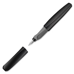 Pelikan Twist Fountain Pen - Black, Medium Tip, pen and cap