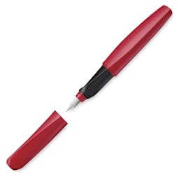 Pelikan Twist Fountain Pen - Fury Red, Medium Tip, pen and cap