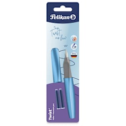 Pelikan Twist Fountain Pen - Frosted Blue, Medium Tip, front of the packaging