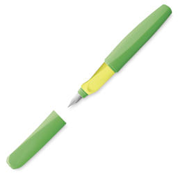 Pelikan Twist Fountain Pen - Neon Green, Medium Tip, pen and cap