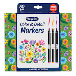 Crayola Signature Color & Detail Markers - Set of 50, front of packaging with label
