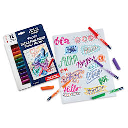 Crayola Ultra Fine Point Doodle Markers - Set of 12 with doodles on paper