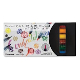 Kuretake Cambio Tambien Brush Pen - Front of package of Set A, Set of 6 colors