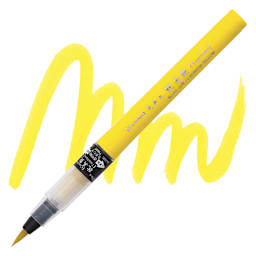 Kuretake Cambio Tambien Brush Pen - Cadmium Yellow pen and swatch